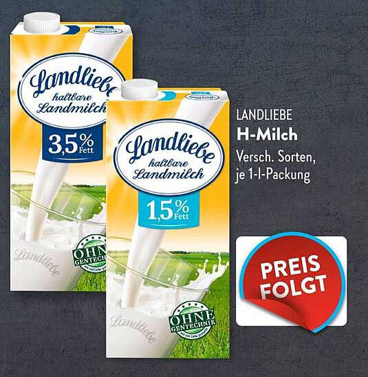 LANDLIEBE H-Milch Versch. Sorten, je 1-l-Packung