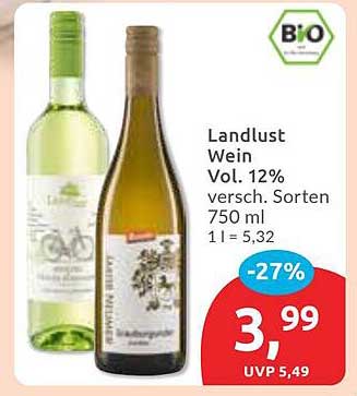 Landlust Wein Vol. 12% verschieden. Sorten 750 ml
