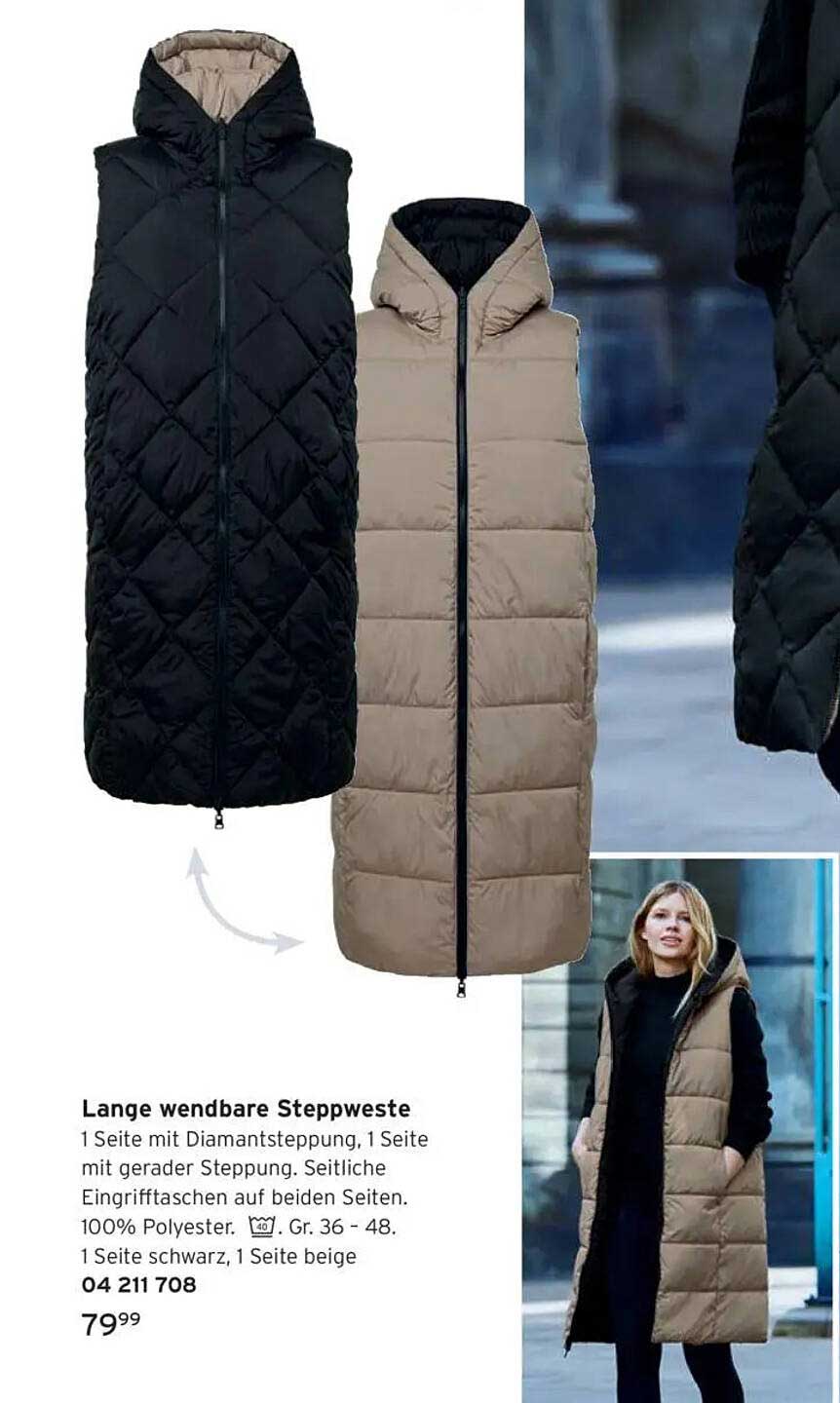 Lange wendbare Steppweste