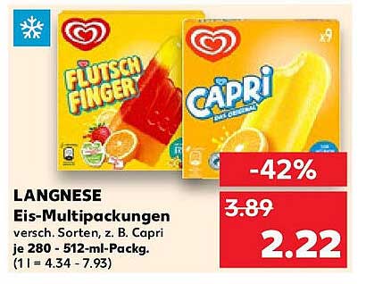LANGNESE Eis-Multipackungen - Flutsch Finger und Capri