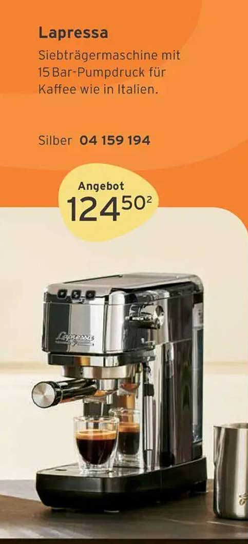 Lapressa Siebträgermaschine mit 15 Bar-Pumpdruck für Kaffee wie in Italien