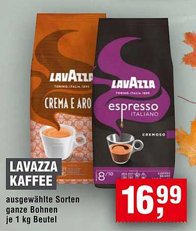 LAVAZZA Kaffe – ausgewählte Sorten ganze Bohnen je 1 kg Beutel