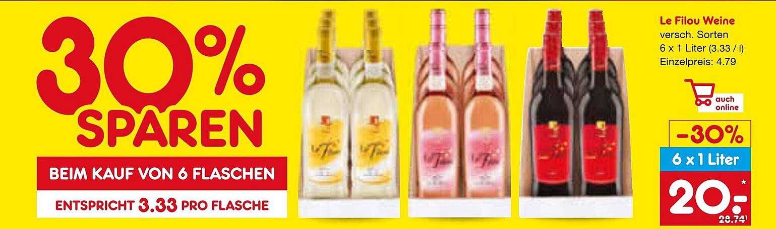 Le Filou Weine - 6 x 1 Liter für nur 20 €