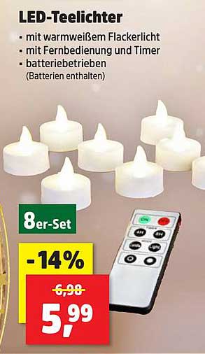 LED-Teelichter 8er-Set mit Fernbedienung