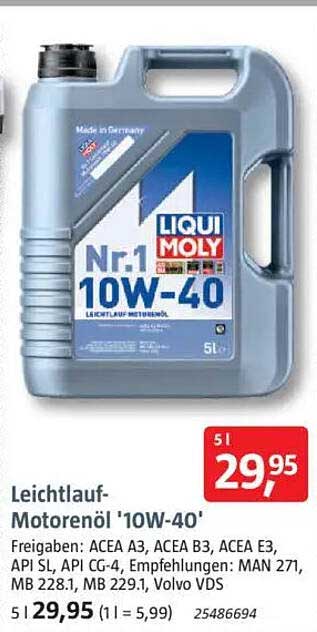 Leichtlauf-Motorenöl '10W-40'