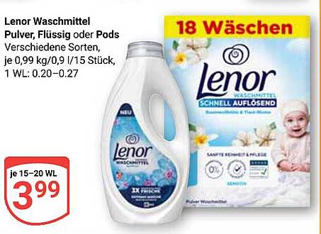 Lenor Waschmittel Pulver, Flüssig oder Pods - Verschiedene Sorten