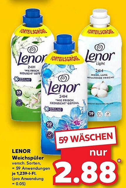 LENOR Weichspüler verschiedene Sorten, 59 Anwendungen