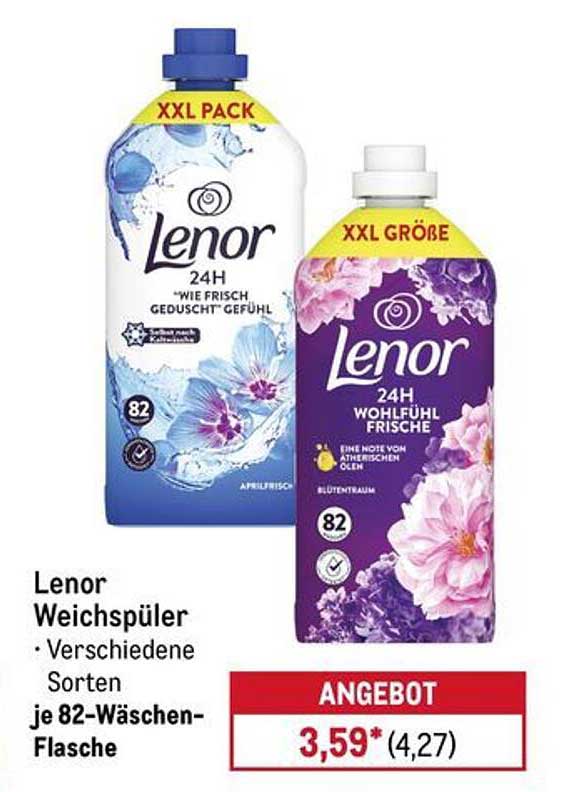Lenor Weichspüler - Verschiedene Sorten je 82-Wäschen-Flasche