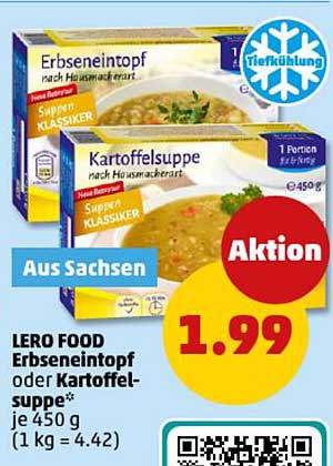 LERo FOOD Erbseneintopf oder Kartoffelsuppe 450 g