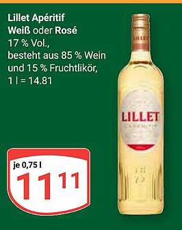 Lillet Apéritif Weiß oder Rosé 0,75 l