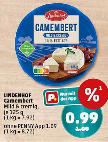 Lindenhof Camembert Mild & Cremig, 125 g