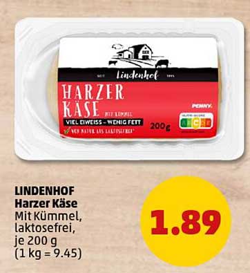 LINDENHOF Harzer Käse Mit Kümmel, laktosefrei, je 200 g