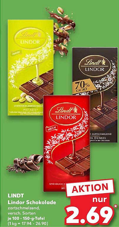 LINDT Lindor Schokolade zartschmelzend, versch. Sorten 100-150-g-Tafel