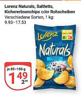 Lorenz Naturals, Saltletts, Kichererbsenchips oder Rohscheiben, verschiedene Sorten, 1 kg