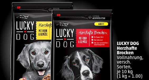 LUCKY DOG Herzhafte Brocken mit Rind & Gemüse oder mit Huhn & Gemüse, je 10 kg