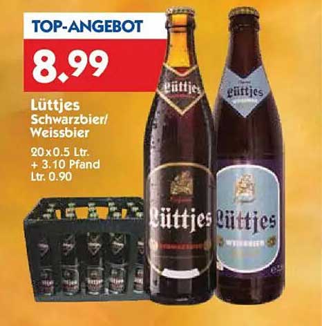Lüttjes Schwarzbier/Weißbier 20 x 0,5 L – Top-Angebot