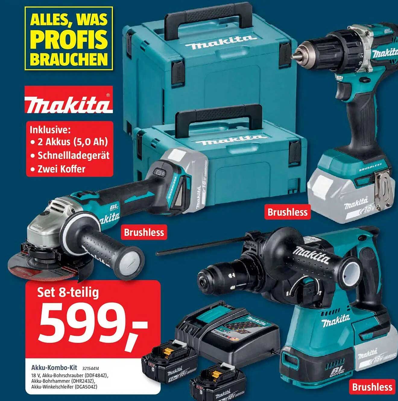 Makita Akku-Kombo-Kit 8-teilig für 599,-