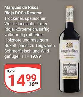 Marqués de Riscal Rioja DOCa Reserva 0,75L