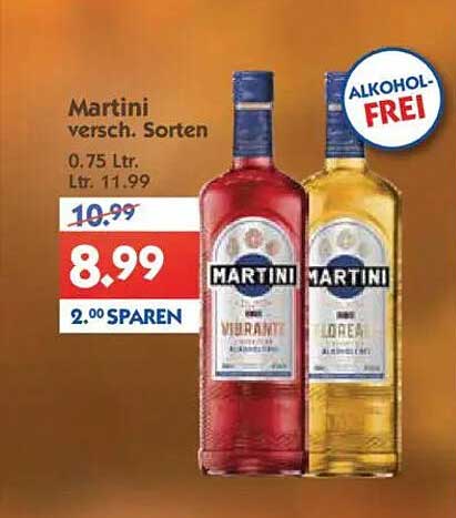 Martini - verschiedene Sorten, 0.75 L, Alkohol-Frei