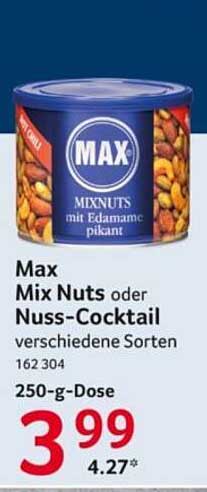 Max Mix Nuts oder Nuss-Cocktail verschiedene Sorten - 250-g-Dose