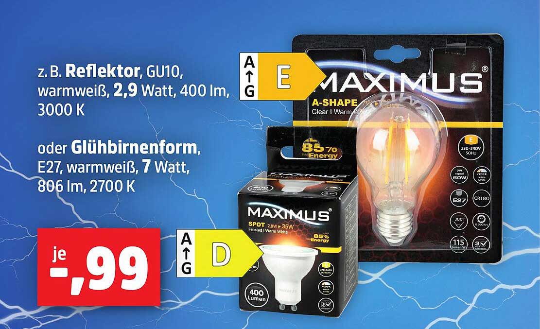 MAXIMUS LED-Lampe in verschiedenen Varianten