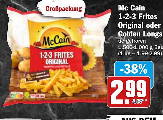 Mc Cain 1-2-3 Frites Original oder Golden Longs