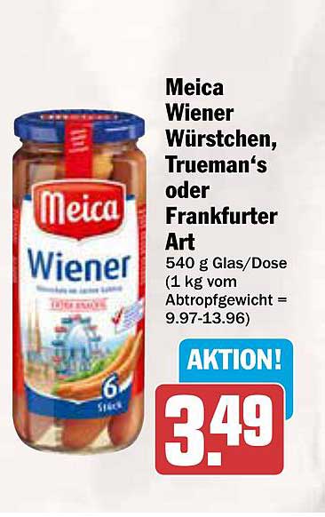 Meica Wiener Würstchen, Trueman's oder Frankfurter Art