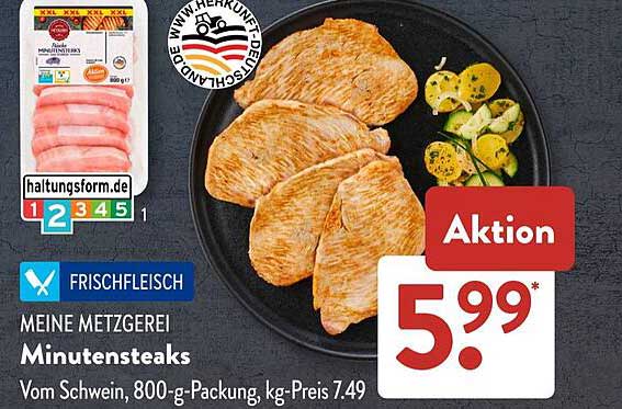 MEINE METZGEREI Minutensteaks 800g - Frischfleisch-Aktion