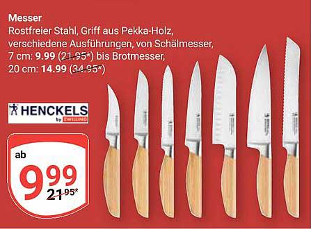Messer von Henckels – Rostfreier Stahl mit Griff aus Pekka-Holz