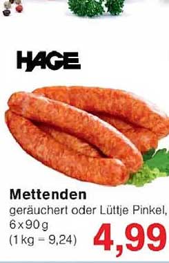 Mettenden, geräuchert oder Lüttje Pinkel, 6 x 90 g