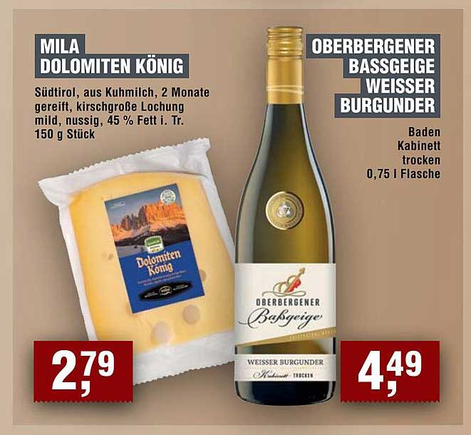 MILA DOLMITEN KÖNIG & OBERBERGENER BASSGEIGE WEISSER BURGUNDER