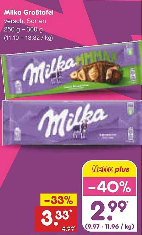 Milka Großtafel verschiedene Sorten 250 g - 300 g
