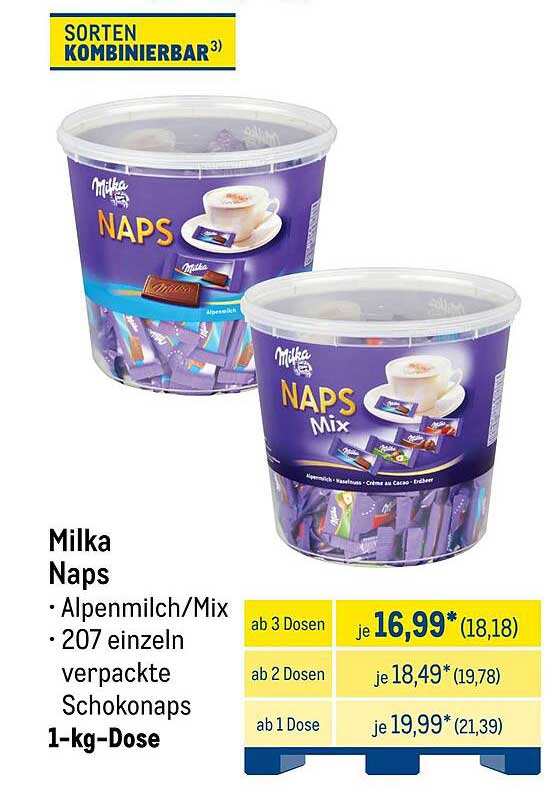 Milka Naps – Alpenmilch/Mix 1-kg-Dose