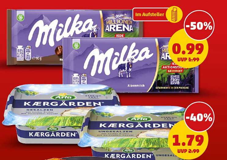 Milka Schokolade und Arla Kærgården Angebot