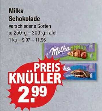 Milka Schokolade - verschiedene Sorten je 250-g-300-g-Tafel
