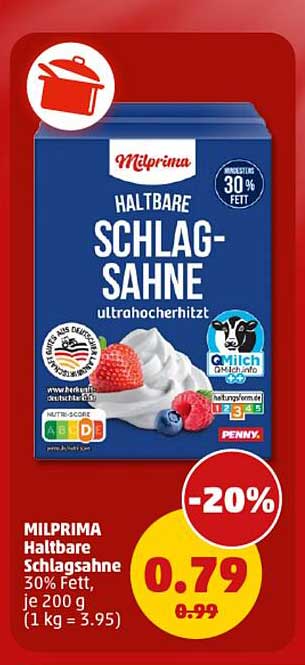 MILPRIMA Haltbare Schlag-Sahne 200 g