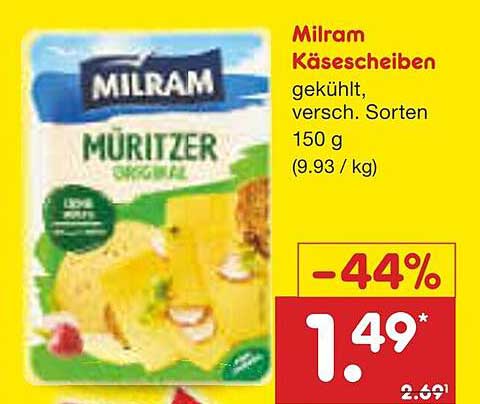 Milram Käse­scheiben, gekühlt, verschiedene Sorten, 150 g