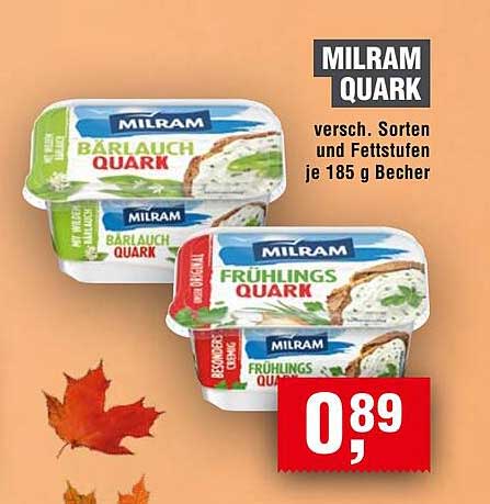 MILRAM Quark verschiedene Sorten und Fettstufen je 185 g Becher