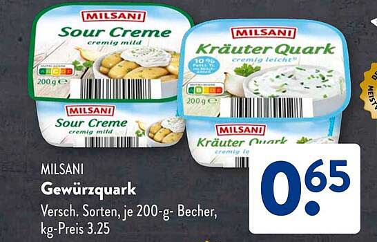 Milsani Gewürzquark 200g - Verschiedene Sorten zum Aktionspreis