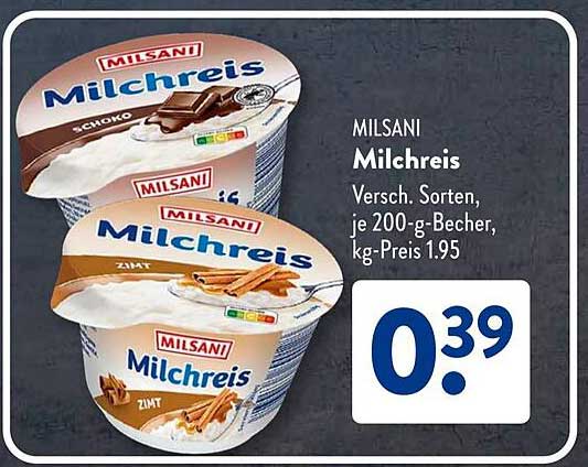 MILSANI Milchreis - Verschiedene Sorten, je 200-g-Becher