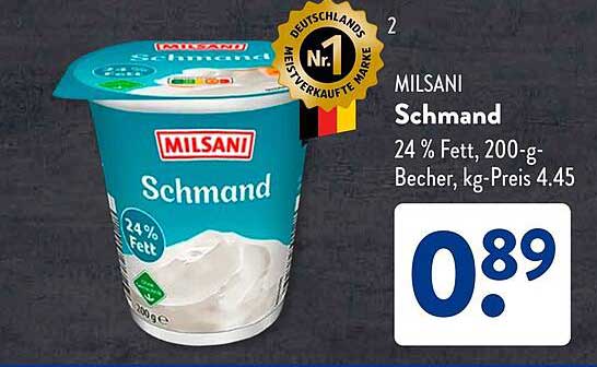Milsani Schmand 24 % Fett, 200-g-Becher
