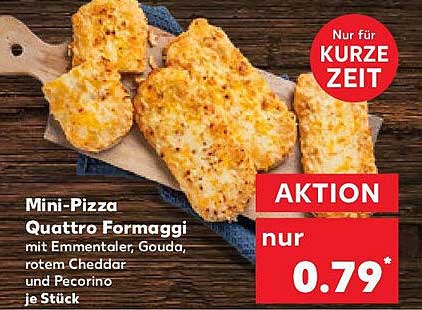 Mini-Pizza Quattro Formaggi mit Emmentaler, Gouda, rotem Cheddar und Pecorino je Stück