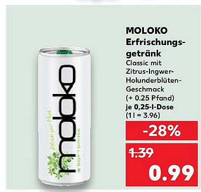 MOLOKO Erfrischungsgetränk Classic mit Zitrus-Ingwer-Holunderblütengeschmack