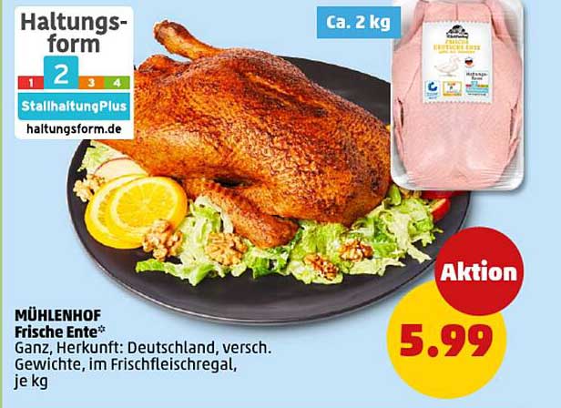 Mühlenhof Frische Ente – Ganz, Herkunft: Deutschland, ca. 2 kg