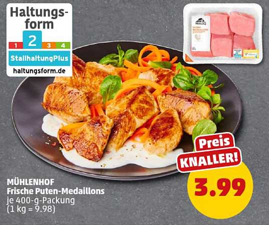 Mühlenhof Frische Puten-Medallions je 400-g-Packung