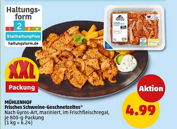 MÜHLENHOF Frisches Schweine-Geschnetzeltes, 800-g-Packung