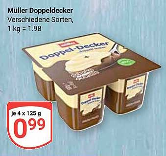 Müller Doppeldecker 4 x 125 g - Verschiedene Sorten
