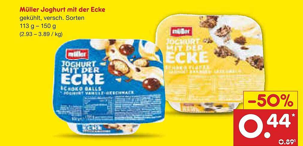 Müller Joghurt mit der Ecke, gekühlt, versch. Sorten