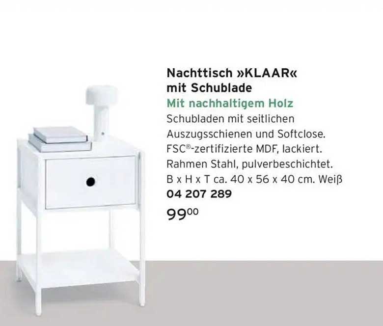 Nachttisch »KLAAR« mit Schublade