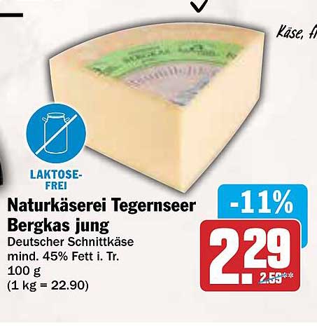 Naturkäserei Tegernseer Bergkas jung - Deutscher Schnittkäse
